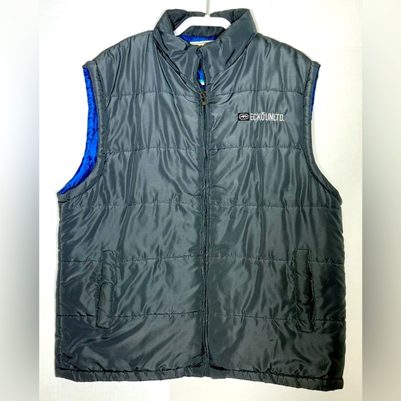 Nice Ecko Unltd Gray Puffer Vest Collared Full Zipper Men’s Size Xlarge - Picture 1 of 12
